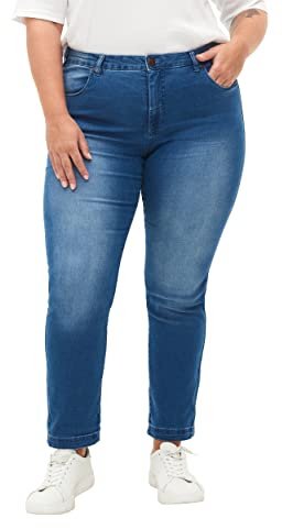 Zizzi Emily Jeans Damen Große Größen - Slim Fit Damenjeans mit Normaler Taillenhöhe/Mid Waist - Plus Size-Hose aus Baumwollmischung mit Stretch-Anteil