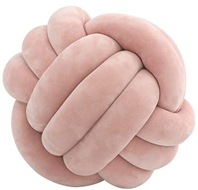 Edumov Knotenkissen, Knot Kopfkissen, Hand Gewebt Knotenkissen, Plüsch Kissen, Skandinavisch, Zierkissen Knoten, Geknotetes Kissen für Sofa Bett Zimmer, Neues Rosa, 27cm