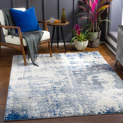 Livabliss Phuket Abstract Rug - Area Rugs Living Room 130x180 cm, Dining Room, Lounge, Kitchen, Bedroom - Modern Marble Large Rug, Soft Luxurious Easy Care Medium Pile, Grey, Cream, Blue