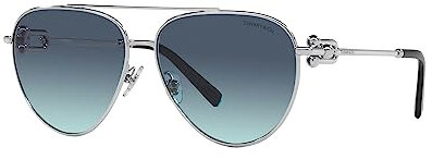Tiffany & Co. TF 3092 Damen-Sonnenbrille, Silber/Blau Shaded 59/13/140, Silber/Blau schattiert, 59/13/140
