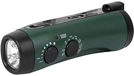 401235 Linterna Led Solar con Manivela de Mano, Linterna LED Linterna Mini Portátil, Alarma de Emergencia LED Linterna con Cargador para Camping, Senderismo, Emergencia