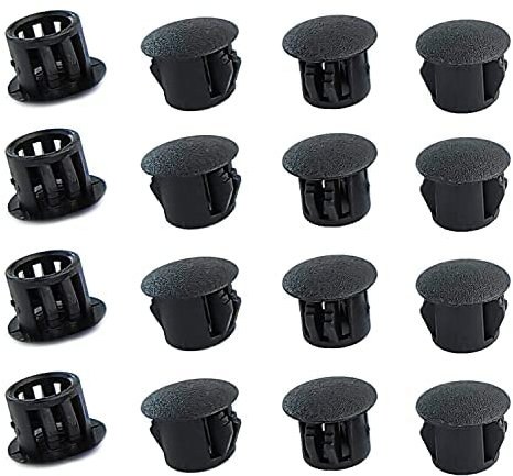 Qrity 20 Stück Abdeckstopfen Kunststoff, 12mm Lochstopfen Rohrabdeckung Stopfen Abdeckstopfen, Schwarz, für Möbel Bohrungen