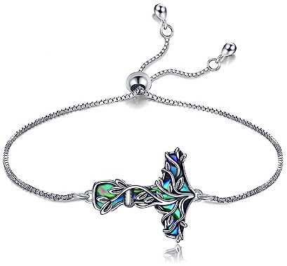 CUPENDA Thor Hammer Bracelet Sterling Silver Mjolnir Tree of Life Bracelet Viking Christmas Jewellery Gifts for Women