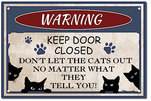 CREATCABIN Cartel de Hojalata de Gato Negro, Carteles de Metal Vintage, Pintura Retro, Placa de Advertencia, Cartel de Arte de Pared, Placa para Jardín, Porche, Baño, Cocina, Cafetería 20 x 30 cm