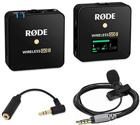 Rode Wireless GO II Single Mikrofon-Funksystem + Smartlav + keepdrum ADP03 TRS-Adapter