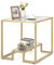 COSTWAY Beistelltisch mit Glas Tischplatte Metallrahmen, Glastisch quadratisch, Kaffeetisch Wohnzimmertisch, Sofatisch Teetisch für Wohnzimmer, Arbeitszimmer 56x56x56,5cm
