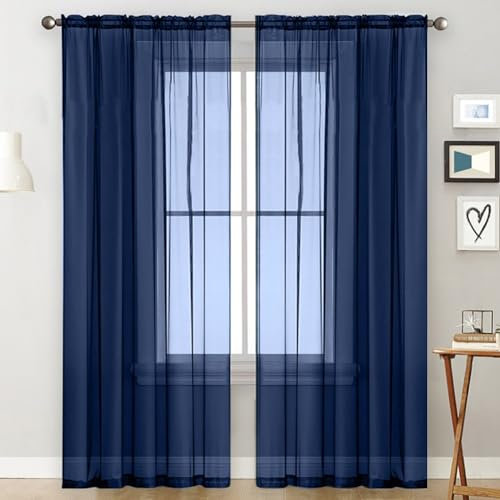 Blackout Curtains, Tulle Mesh Sheer Curtain Shutter Screening Yarn Voile Room Door Valance Drapes for Living Room Bedroom Decor