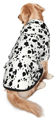 Halloween Dalmatiner Hundekostüm, niedliche Tier Dalmatiner Druck Winterkleidung Pullover für Halloween Cosplay Herbst Haustiere tragen Hund Winter Hoodies mit Tasche für mittelgroße große Hunde L