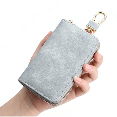 LTLSZRN Portachiavi Raccoglitore Chiave multifunzione,Borse universali per auto portachiavi per uomo donna,portafoglio portachiavi Impermeabile,Tasche e 6 Ganci (Grigio chiaro)