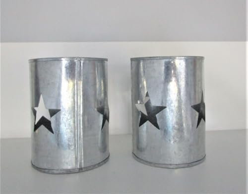 Windlicht Zink mit SternenTeelichthalter 2 Stück Deko Weihnachten 10 cm hoch, 7,5 cm Durchmesser