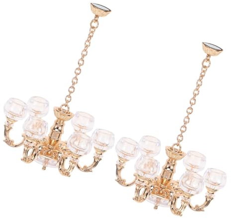 Toyvian 2st Puppenhaus-kronleuchter Puppenhaus-deckenleuchte Ornament Led-Mini-deckenleuchte 1 Puppenhaus-hängelampe Im Maßstab 12 Fake-Kerzen-kronleuchterlampe Retro-Lampe Miniatur