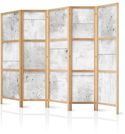 murando - Paravent Innen Raumteiler Holz Botanik Abstrakt 225x172 cm 5-teilig Japanische Trennwand Raumtrenner Room Divider Mobiler Sichtschutz Spanische Wand Raum Abtrennung Natur f-C-0011-bh-c