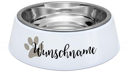 PrintPlanet® - Futternapf mit Namen oder Wunschtext selbst gestalten - Hunde-Fressnapf mit Namen Personalisieren und Bedrucken - Layout 2