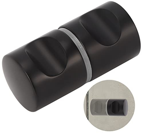 Greensen Duschtürknauf, Aluminiumlegierung, schwarz, Duschtürgriff mit 2 Unterlegscheiben für Glas, runder Türgriff, Duschtürgriff für Zuhause, Badezimmer, Büro