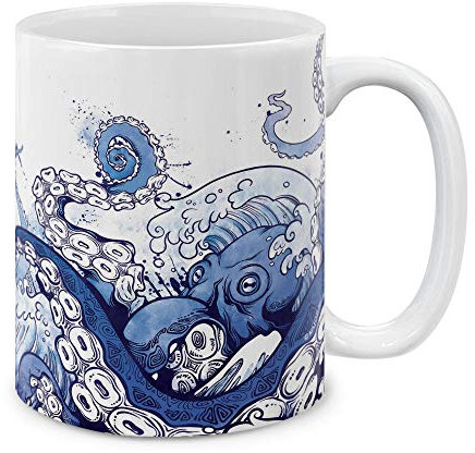 Tazza Mamma Animale Gigante del Mare Blu Tazza di Latte Carine Tazza da tè in Ceramica Personalizzabile Tazza da Regalo 330Ml per San Valentino, papà, Amica