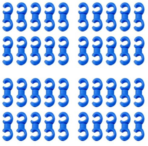Kexpery Bike Cable Clasps, Bicycle Brake Gear Cable S Style Clips Rotatable S-Hook Clips Hose Guide Clasp for Brake Cable MTB Bike Road Bicycle (Blue, 40 Pcs)
