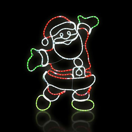 Direct Furniture Deals 50CM Father Christmas LED Tube Light – Waterproof Outdoor Christmas Decoration, Festive Santa Silhouette Light for Garden, Wall or Fence