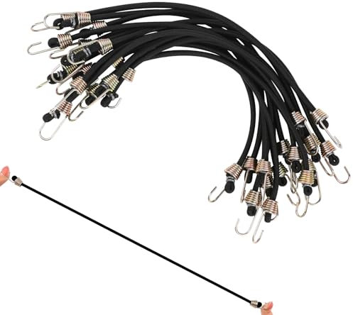 15 Stück Spanngummi mit Haken Gummi Spanngurte Elastische Gummispanner Gepäckspanner 26 cm Universalgrößen Expander Gummiband für Gepäck Fahrräd Motorräder Auto Ladung, Schwarz