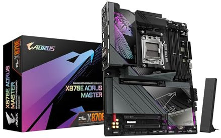 GIGABYTE X870E AORUS Master AMD AM5 LGA 1718 Motherboard, ATX, DDR5, 4X M.2, PCIe 5.0, USB4, WIFI7, 5GbE LAN, EZ-Latch, 5-Year Warranty