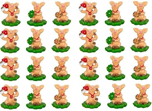 24 Stück Glücksschweine 3,5cm Tischdekoration Streudeko Silvester Glücksbringer Dekoration
