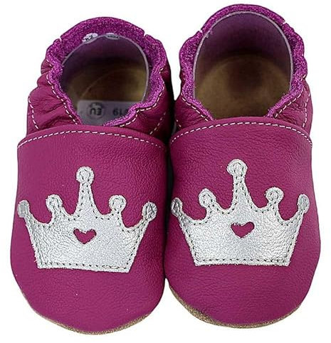 HOBEA-Germany Krabbelschuhe für Jungs und Mädchen in verschiedenen Designs 26/27, Krone lila