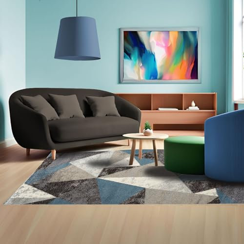 Home My Own | Tappeto Salotto e Ingresso Moderno con Motivo Geometrico a Pelo Corto Tappeto da Soggiorno per Sala o Camera da Letto, Rug Lavabile, Dimensione: 110x170 cm