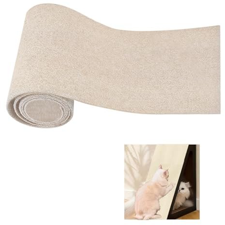 200cmx40cm Selbstklebend Kratzmatte Katze, DIY Kratzschutz Sofa Katze, Kratzbrett Katzen kratzschutz, Katzenkratzmatte, AntiKratz Tape für Katzenständer, Holzgriff, Katzenturm