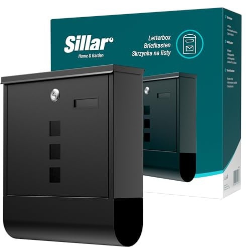 Sillar Boîte aux Lettres Murale, avec Serrure | Fabriqué en Acier galvanisé, résistant aux intempéries et aux UV | 10x30,5x33,5 cm, Anthracite | 2 clés | Tube pour journaux et dépliants | Format A4