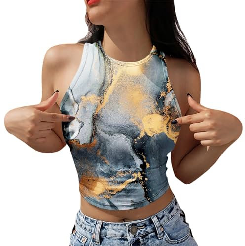 Damen-Tank-Tops, Basic-Weste, Sommer-Camisole Shirts, Damen-Tank-Tops, Rundhalsausschnitt, ärmellos, Basic, niedlich, zum Ausgehen, schmale Sommer-Y2000-Kleidung, Tanz-Shorts und, weiß, M