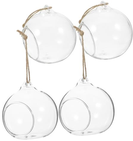 GREENADSCAPE 5stücke Hängende Glaskugel Teelichthalter Terrarium Für Rosen Dekoration Innen Oder Außen Platzierung Als Tischdekoration Oder Luftpflanze Vase