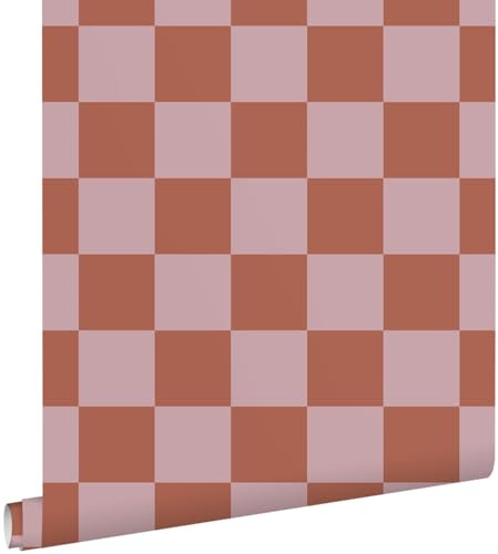 Esta Home Tapete Karomuster Terrakotta und Altrosa 53 cm x 10.05 m