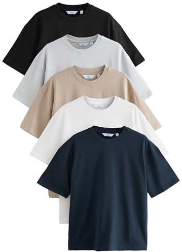 NEXT Herren Standard Relaxed Fit Shirts 100% schwere Baumwolle, 5 STK.