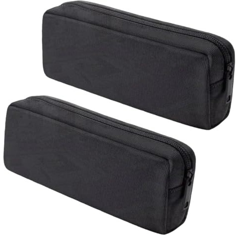 Rosqmor 2 Stück Mäppchen Schwarz, Federmäppchen Klein Pencil Case Oxford-Stoff, Schulsachen Federmappe Jungen Mädchen Teenager, Schlicht Stiftemäppchen Pen Pouch Kosmetiktasche