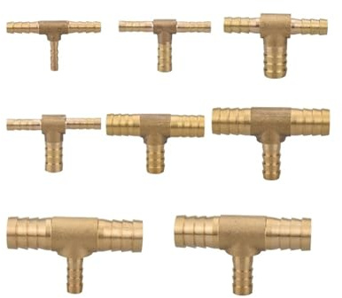 4 5 6 8 10 12 14 16 19mm Raccordo portagomma a T a 3 vie in ottone Raccordo sdoppiatore Adattatore(4-6-4MM_5 PCS)