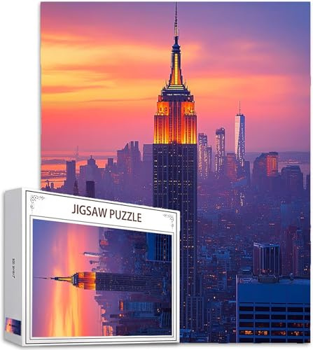 Sonnenuntergang Puzzle 5000 Teile Erwachsene, Groß Puzzle Stadt Poster Design, Holz Jigsaw Kreativ Set für Erwachsene Teile mit Geschenkbox Verpackung for Wanddeko Wohnzimmer, 156x105cm, Model827