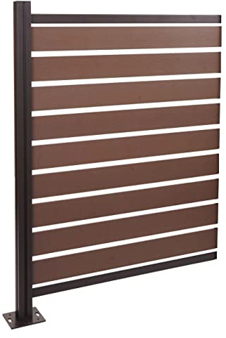 PROREGAL Alu Mülltonnen-Zaun | HxBxT 130x100x6cm | Erweiterungselement Mülltonnenverkleidung | Braun | Holzoptik erweiterbar