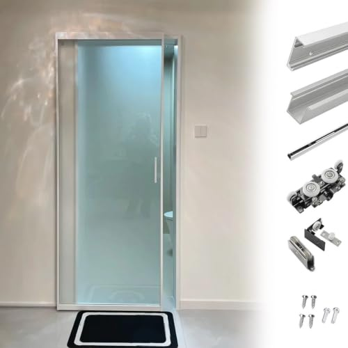 Binario per Porta Scorrevole Porta Scorrevole Invisibile in Vetro e Legno, Ferramenta con Binario Nascosto Ghost Moderna, Rulli Soft-Close per Pannelli Flottanti da Porta(10.7ft/326cm)