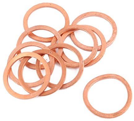 sourcing map 10pcs 18mm x 14mm x 1mm Flat Ring Copper Crush Washer Sealing | Gasket fastener, Sealing Washer