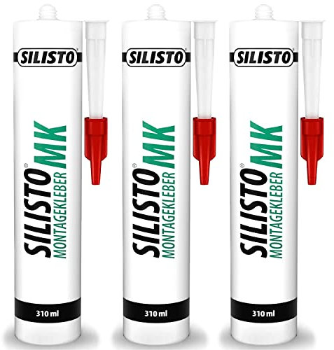 SILISTO Colle de montage extra forte 3 x 310 ml – Blanc naturel – Colle de construction avec forte adhérence initiale – Colle puissante pour matériaux absorbants – Colle pour l'intérieur et