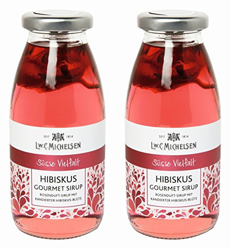 Hibiskus Gourmetsirup (Rosenduft) mit kandierter Hibiskusblüte - 2x 400 ml