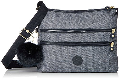Kipling Alvar, Damen Umhängetasche, Blau (Cotton Jeans), 15x24x45 cm (W x H x L)