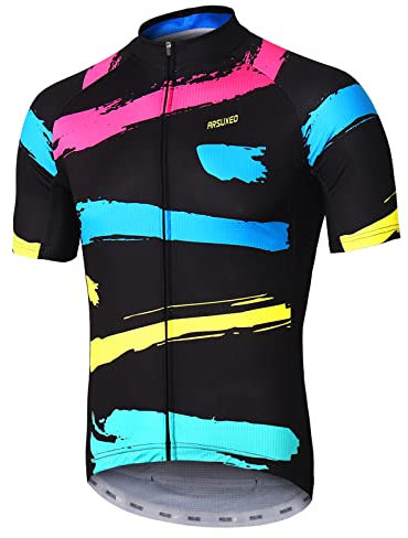 ARSUXEO Herren Radtrikot mit Kurzen äRmeln, MTB-Trikot, Helles Fahrrad-T-Shirt, Atmungsaktives Radoberteil ZY842 XL