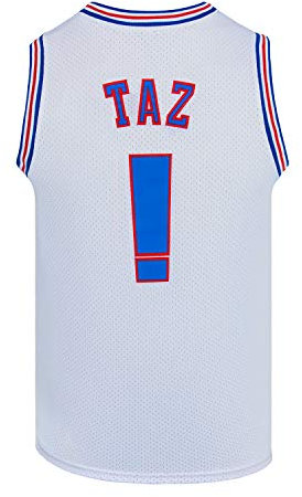 CNALLAR Herren Basketball Trikots Taz !# Space Movie Shirts, Weiß, Groß