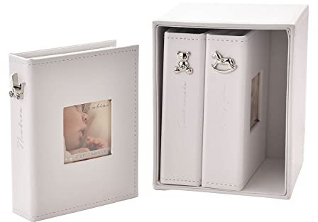 Bambino Baby-Fotoalbum, 3 Stück, mit Halterung, 72 Fotos à 15,2 x 10,2 cm, Weiß