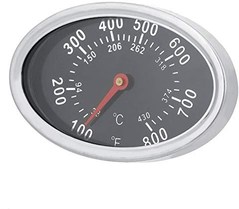 DEWIN Termómetro para barbacoa, termómetro para Asar de Acero Inoxidable con Forma Ovalada, 430 ℃ para Parrillas, Hornos, ahumadores, ahumadores y Carros para Parrilla