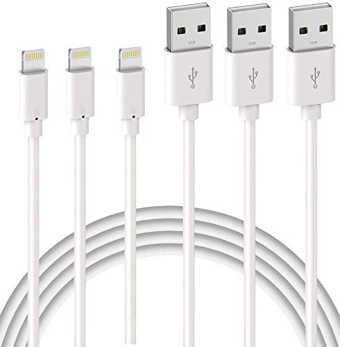 Quntis 3 Stück iPhone Ladekabel, 1 m, MFi zertifiziert, Lightning-Kabel, Schnellladekabel für iPhone 11 Pro XS Max XR X 8 7 6S Plus / 8 7 6s 6 5 Se 5 C/iPad Pro/AirPods Pro, weißes Kabel