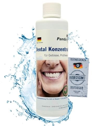 Dental Konzentrat Ultraschallreiniger - Entfernung von Belägen und Verfärbungen - für Gebisse, Prothesen, Zahnersatz & Zahnspangen (250 ml)