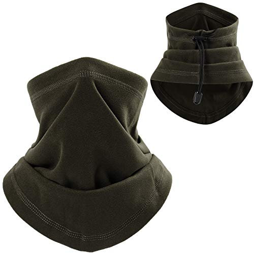 EasyULT Cache Cou Tubulaire, Réglable Multi-Usage Unisexe Bandeau Élastique Cache-Col, Windstopper Doublure en Polaire Tour de Cou Thermique Neck Warmer pour Cyclisme Moto Sports de Plein air(Green)