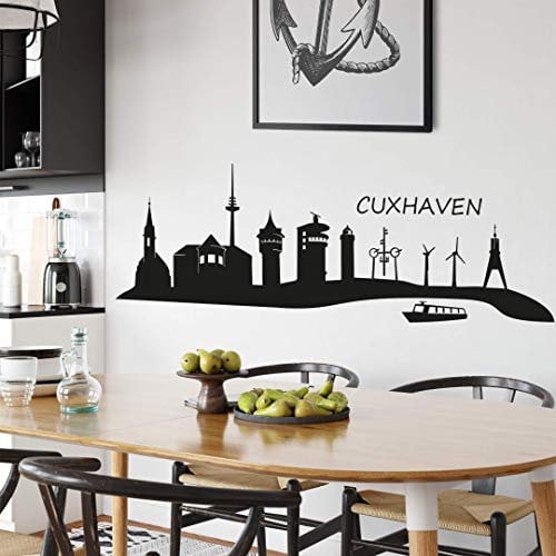 selbstklebendes Wandtattoo Cuxhaven Skyline Wandsticker selbstklebend Deutschland Stadt Silhouette Nordsee 120cm