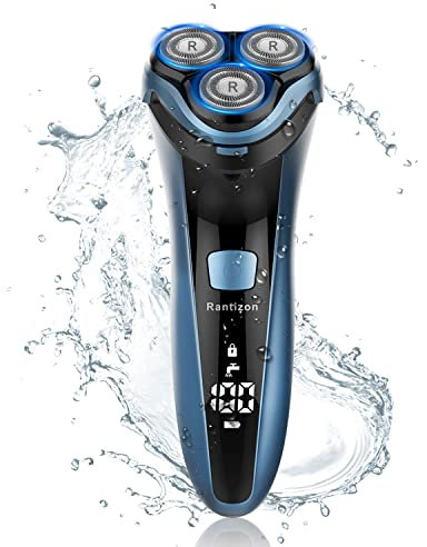 Gifts for Him Electric Shavers Men-Wet and Dry Rechargeable Mens Rotary Razor with Pop-up Trimmer Cordless IPX7, 100-240V Worldwide Shaver for Men with LCD Display & Travel Lock